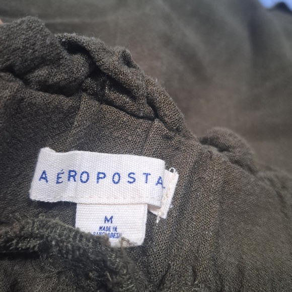 Aeropostale Womens Olive Green Paperbag Waist Linen Blend Shorts Size M RN154379 - Picture 2 of 5